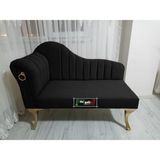 AldaGelsin Yeni Model Ultra Lüks Alda Çizgili Josefin Bench Puf Berjer 110 cm - 301 - Siyah - 110 x 50 cm