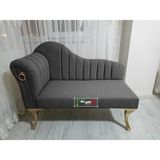 AldaGelsin Yeni Model Ultra Lüks Alda Çizgili Josefin Bench Puf Berjer (110 Cm) - Gri - 110 x 50 cm