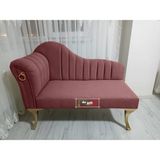 AldaGelsin Yeni Model Ultra Lüks Alda Çizgili Josefin Bench Puf Berjer 110 cm - Gül Kurusu - 110 x 50 cm