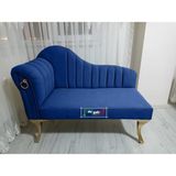 AldaGelsin Yeni Model Ultra Lüks Alda Çizgili Josefin Bench Puf Berjer 110 cm - Lacivert - 110 x 50 cm