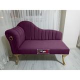 AldaGelsin Yeni Model Ultra Lüks Alda Çizgili Josefin Bench Puf Berjer 110 cm - Mor - 110 x 50 cm