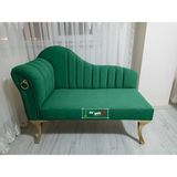 AldaGelsin Yeni Model Ultra Lüks Alda Çizgili Josefin Bench Puf Berjer 110 cm - Yeşil - 110 x 50 cm
