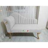 AldaGelsin Yeni Model Ultra Lüks Alda Çizgili Josefin Bench Puf Berjer 120 cm - Beyaz - 120 x 50 cm