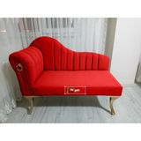AldaGelsin Yeni Model Ultra Lüks Alda Çizgili Josefin Bench Puf Berjer 130 cm - Kırmızı - 130 x 50 cm