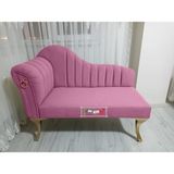 AldaGelsin Yeni Model Ultra Lüks Alda Çizgili Josefin Bench Puf Berjer 130 cm - Pembe - 130 x 50 cm
