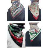 ALDAIYR 4 Adet Filistin Temalı Fular 50X50 Unisex Günlük Kullanıma Uygun Puşi Şal Kefiye Filistin Bayrak - Çok Renkli-KR1