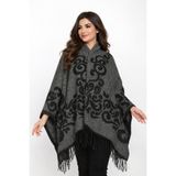 ALDAIYR Kadın Kışlık Çift Taraflı Panço Omuz 140x140