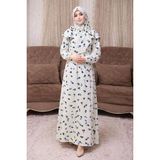 ALDAIYR Kadın Tesettür Işlemeli Namaz Elbisesi %50 Pamuk %50 Polyester Çiçekli Desenli Uzun Kol - Standart - Çok Renkli