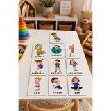 Aldebaran Reklam Montessori İngilizce Duygu Kartları | 3 mm MDF Eğitici Flash Kart Seti | Okul Öncesi İngilizce Kelime Öğrenme Kartları | 8x13 cm