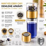aldım geldim 200ML Çift Katlı El Yakmayan Isıyı Içinde Tutan Cam Bardak Detox Bitki Çayı Ihlamur Demliği - Gold