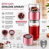 aldım geldim 200ML Çift Katlı El Yakmayan Isıyı Içinde Tutan Cam Bardak Detox Bitki Çayı Ihlamur Demliği - Pembe