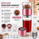 aldım geldim 250ML Çift Katlı El Yakmayan Isıyı Içinde Tutan Cam Bardak Detox Bitki Çayı Ihlamur Demliği - Pembe