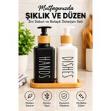 aldımgeldım 2'li Sıvı Sabunluk Seti Bambu Tepsili Mutfak Bulaşık Deterjanlık Seti
