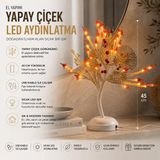 Aldous 772 Yapay Çiçekli LED Masa Lambası Abajur 45 cm Ağaç Gece Lambası Salon Ofis Yatak Odası