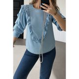 aleksandritbutik ALEKSANDRİT BUTİK TASARIM FIRFIRLI BLUZ GÖMLEK