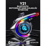 Alem Y21 Rgb Işık Efektli Intercom Bluetooth Motosiklet Kask Kulaklığı Intercom Kulaklık
