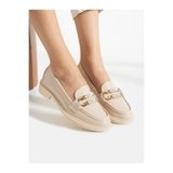 Alemdar Shoes İvan Krem Rugan Taş Detay Kadın Loafer