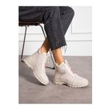Alemdar Shoes Krem Fermuarlı Kadın Bot SOLE