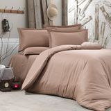 Alena Home %100 Pamuk Saten Çizgili Tek Kişilik Nevresim Takımı - 180 x 240 cm - Bej - Kahve