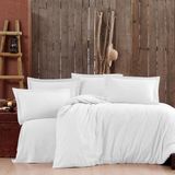 Alena Home %100 Pamuk Saten Çizgili Tek Kişilik Nevresim Takımı - Beyaz - 180 x 240 cm