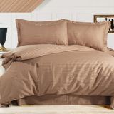 Alena Home %100 Pamuk Saten Çizgili Tek Kişilik Nevresim Takımı - Kahverengi - 180 x 240 cm