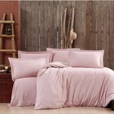 Alena Home %100 Pamuk Saten Çizgili Tek Kişilik Nevresim Takımı - Pudra - 180 x 240 cm