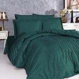 Alena Home %100 Pamuk Saten (Lastikli Çarşaflı) Çizgili Tek Kişilik Nevresim Takımı - Zümrüt - 120 x 200 cm
