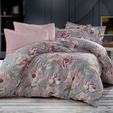 Alena Home %100 Pamuklu Desenli Çift Kişilik Nevresim Takımı 180X200 (Lastikli Çarşaflı) - Pembe - 180 x 200 cm