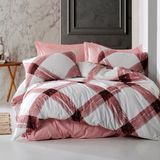Alena Home Fantasy Serisi Kareli Çift Kişilik Nevresim Takımı - Kırmızı - 240 x 260 cm