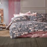 Alena Home Fantasy Serisi Love Baskılı Pembe 240 x 260 cm Çift Kişilik Nevresim Takımı