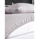 Alena Home Pamuk Saten 100X200 Tek Kişilik Çizgili Lastikli Çarşaf Seti - 100 x 200 - Gri