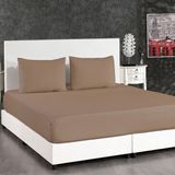 Alena Home Pamuk Saten 180X200 Çift Kişilik Çizgili Lastikli Çarşaf Seti - 180 x 200 - Kahverengi