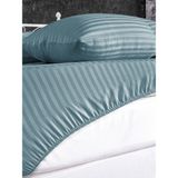 Alena Home Pamuk Saten 180X200 Çift Kişilik Çizgili Lastikli Çarşaf Seti - 180 x 200 - Turkuaz Yeşili