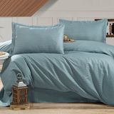 Alena Home Pamuk Saten Çizgili Çift Kişilik Nevresim Takımı - 240 x 260 cm - Turkuaz