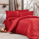 Alena Home Pamuk Saten Çizgili Çift Kişilik Nevresim Takımı - Kırmızı - 240 x 260 cm
