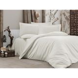 Alena Home Pamuk Saten Çizgili Tek Kişilik Nevresim Takımı - Ekru - 160 x 240 cm