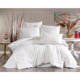 Alena Home Pamuklu Gold Serisi (Lastikli Çarşaflı) Düz Tek Kişilik Nevresim Takımı - Beyaz - 120 x 200 cm
