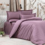 Alena Home Pamuklu Otel Serisi Çizgili Çift Kişilik Nevresim Takımı - Açık Mor - 240 x 260 cm