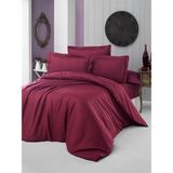 Alena Home Pamuklu Otel Serisi Çizgili Çift Kişilik Nevresim Takımı - Bordo - 240 x 260 cm