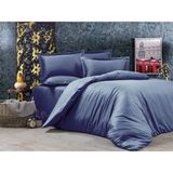 Alena Home Pamuklu Otel Serisi Çizgili Çift Kişilik Nevresim Takımı - Lacivert - 240 x 260 cm