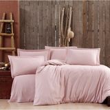Alena Home Pamuklu Otel Serisi Çizgili Tek Kişilik Nevresim Takımı - Pudra - 160 x 240 cm