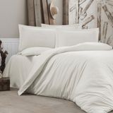 Alena Home Pamuklu Otel Serisi (Lastikli Çarşaflı) Çizgili Çift Kişilik Nevresim Takımı - Ekru - 180 x 200 cm