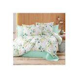 Alena Home Style %100 Pamuklu 120x200 Yeşil Çiçek Desenli Tek Kişilik Nevresim Takımı (Lastikli Çarşaflı)