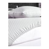 Alena Home Style Pamuk Saten 180x200 Çift Kişilik Çizgili Lastikli Çarşaf Seti Beyaz 180 x 200 AlenaNM383