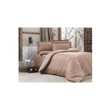 Alena Home Style%100 Pamuk Saten (Lastikli Çarşaflı) Çizgili Çift Kişilik Nevresim Takımı Antrasit 180 x 200 AlenaNM262