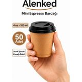 Alenked 4oz Karton Bardak Espresso , Türk Kahvesi Bardağı + Kapak(100ML) 50 Adet