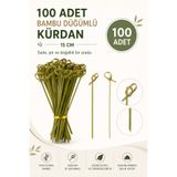 alenked Bambu Kokteyl Çubukları, 100 Adet Kanepeler ,mezeler,parti Malzemeleri 15 Cm (YEŞİL)