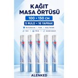 alenked Kağıt Masa Örtüsü - 100X150 Cm. - 16 Yaprak 5 Rulo