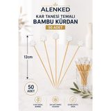 Alenked Kar Tanesi Temalı 12 cm Bambu Sunum ve Kokteyl Kürdanı 50 Adet