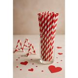 Alenked Kırmızı Çizgili Beyaz Kağıt Pipet 6MMX19, 7CM 50 Adet